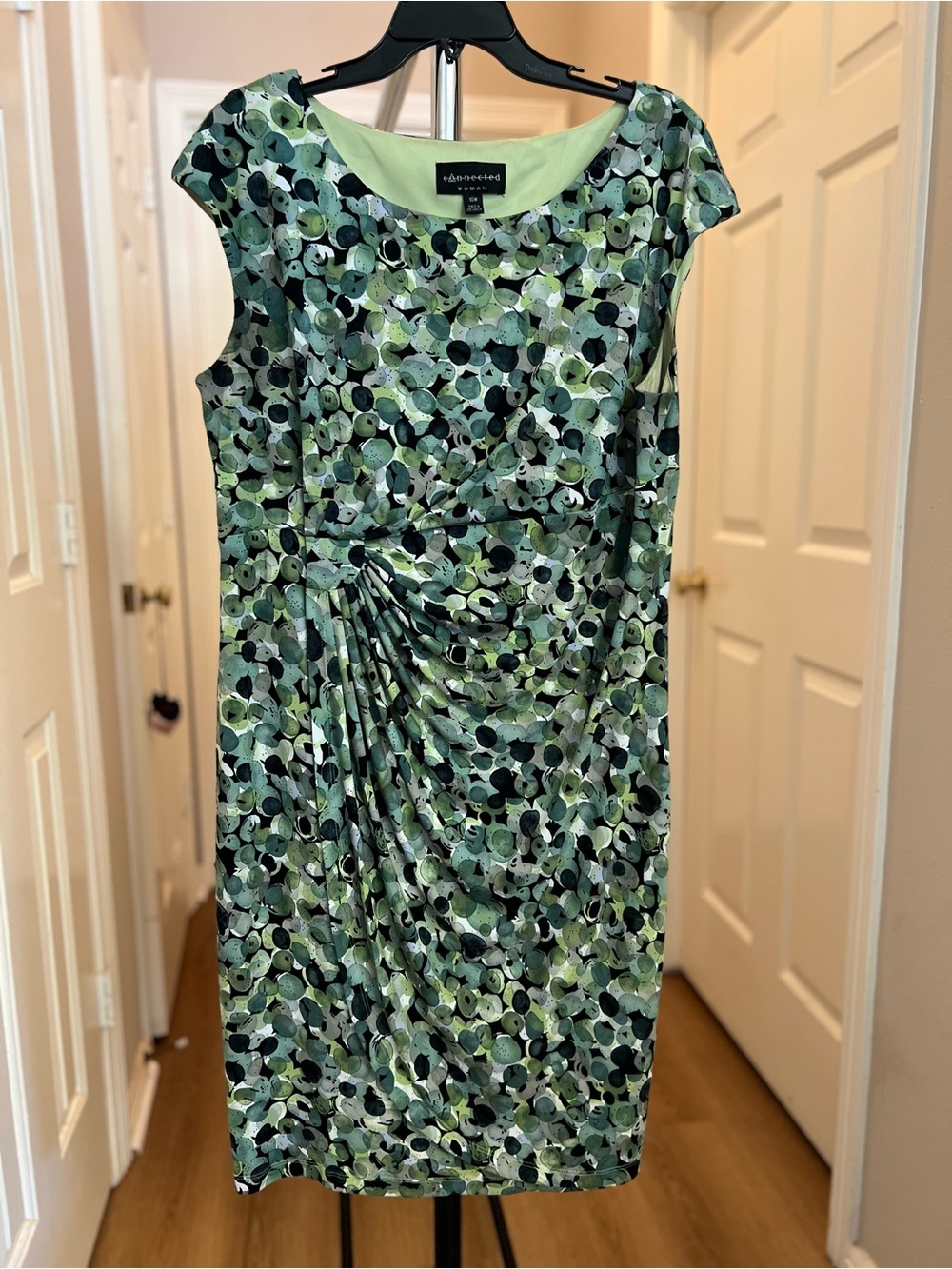 connected apparel Green Multi-Dot Midi Sheath Dress